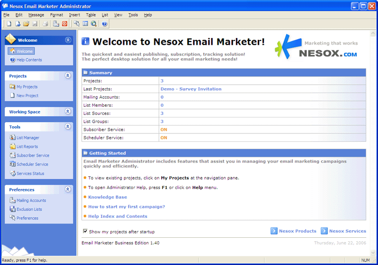 Nesox Email Marketer Business Edition 1.95 screenshot