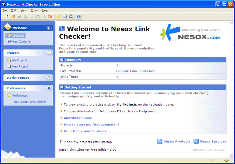 Windows 7 Nesox Link Checker Professional Edition 2.0 full